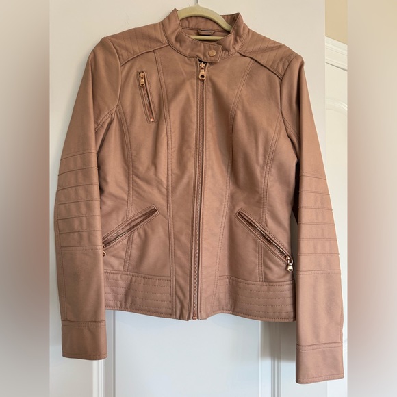 Guess Jackets & Blazers - GUESS Leather Moto Jacket Blush Pink Y2k Biker Bomber Rose Gold